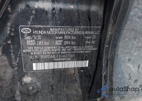 2020 Hyundai Elantra Sel from USA, damaged, VIN 5NPD84LF1LH627069